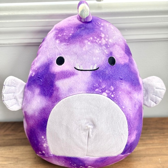 SQUISHMALLOWS Purple Tie Dye EASTON THE ANGLERFISH 12” Soft Plush Stuffed Toy - Picture 1 of 10